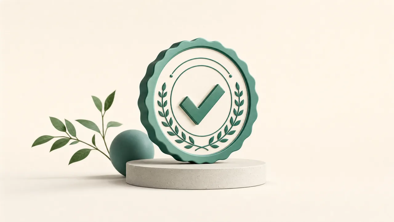 A certified security seal resting on a pedestal